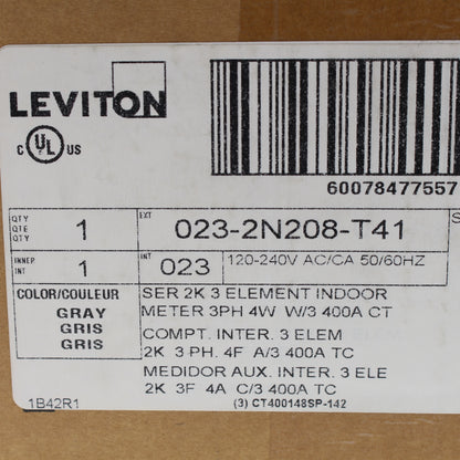 Leviton 2N208-T41 Three Element Meter Series 2000 3P NEMA 1 400A 120/240/208V