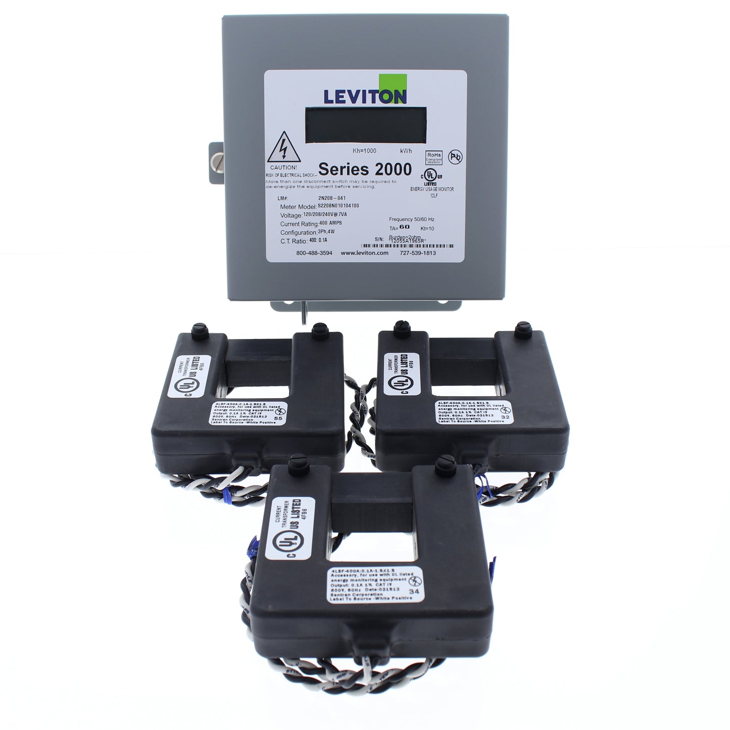 Leviton 2N208-T41 Three Element Meter Series 2000 3P NEMA 1 400A 120/240/208V