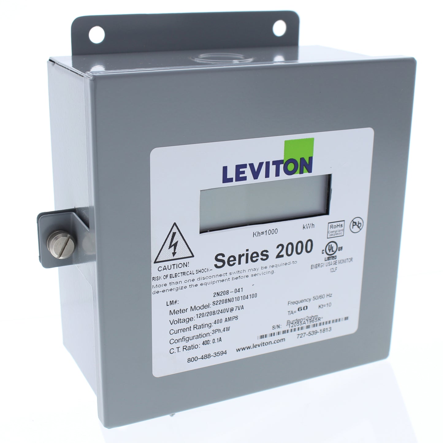 Leviton 2N208-T41 Three Element Meter Series 2000 3P NEMA 1 400A 120/240/208V