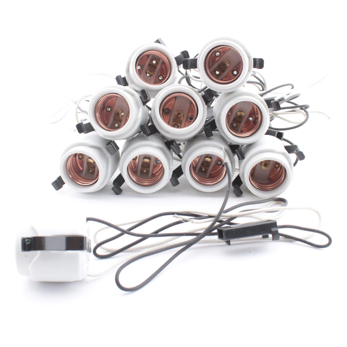 10 Leviton Porcelain Snap-In Lampholders Light Socket 115 Degrees C Thermostat