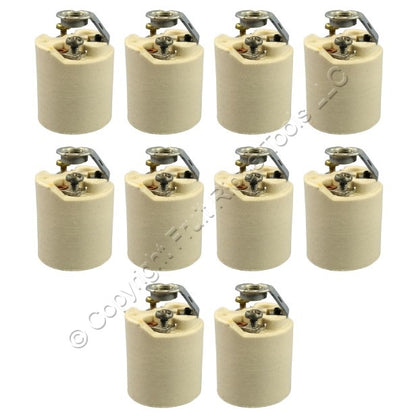 10 Leviton Medium Porcelain Lampholders Pan Light Socket 1/8" IPS Hickey 3152-8