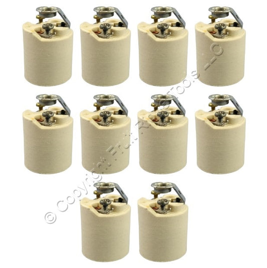 10 Leviton Medium Porcelain Lampholders Pan Light Socket 1/8" IPS Hickey 3152-8