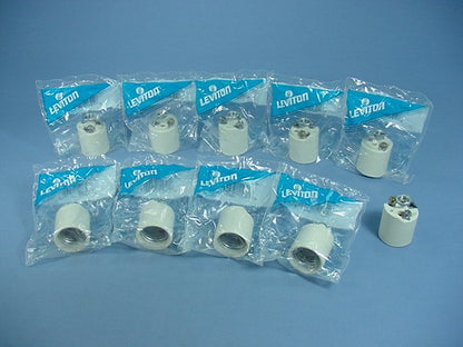 Leviton 3152-8 Medium Porcelain Lamp Holders Light Socket 1/8" IPS Hickey 10pk