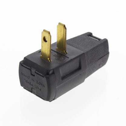 Leviton Black Side Mount Right Angle EZ-Wire Plug 15A 1-15P Non-Polarized 321-E