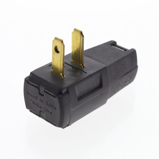 Leviton Black Side Mount Right Angle EZ-Wire Plug 15A 1-15P Non-Polarized 321-E
