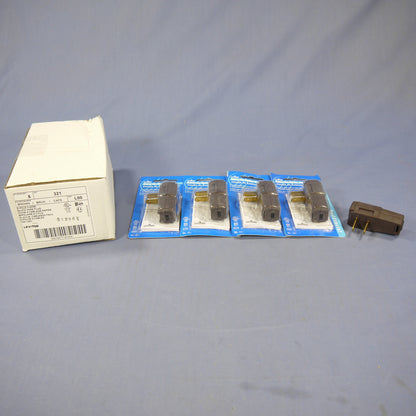 5 Leviton Brown Side Mount Easy-Wire Angle Plugs 15A 1-15P Non-Polarized 321