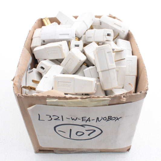 Leviton 321-W White 107PK Blemished Side Mount Plugs 2-PRONG 15A 1-15 107-Pack