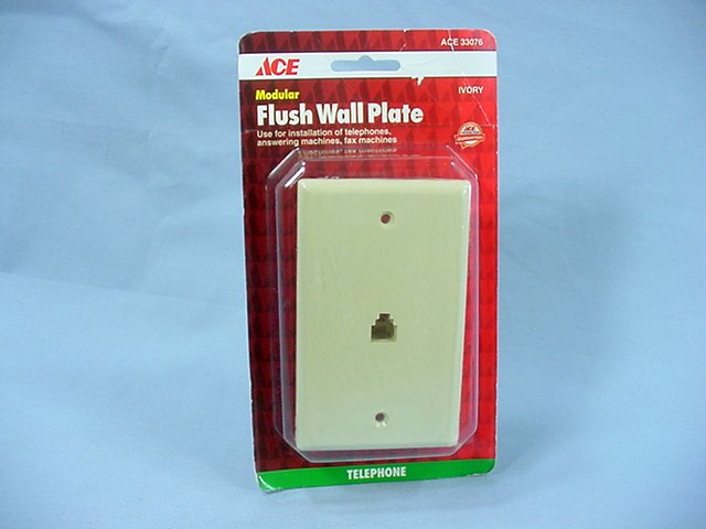 ACE Ivory Modular Phone Jack Wallplate 4-Wire 4-Conductor Telephone Cover 33076