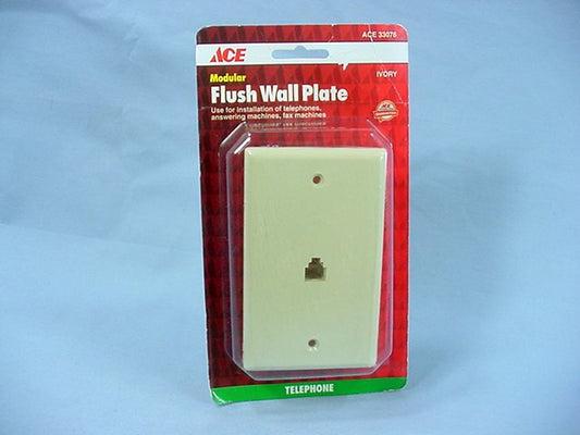 ACE Ivory Modular Phone Jack Wallplate 4-Wire 4-Conductor Telephone Cover 33076
