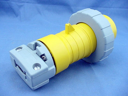 Leviton 330P4W Yellow Watertight Industrial Pin & Sleeve Plug 30A 125VAC IEC 309