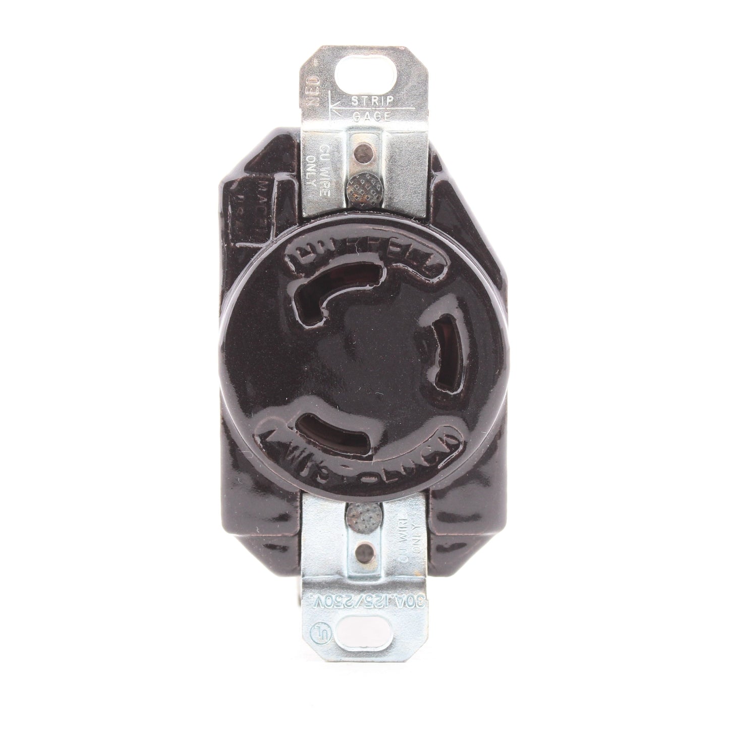 Leviton 3330-000 Industrial Non-NEMA Turn Locking Receptacle Outlet 30A 125/250V