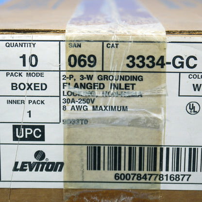 10 Leviton Flanged Twist Locking Inlet Plugs Grounding Non-Nema 30A 250V 3334-GC