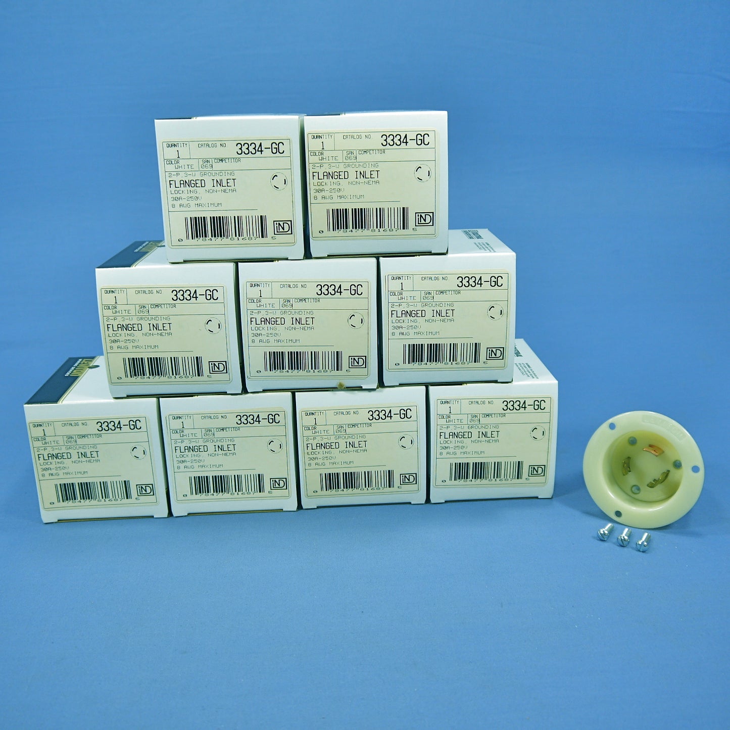 10 Leviton Flanged Twist Locking Inlet Plugs Grounding Non-Nema 30A 250V 3334-GC