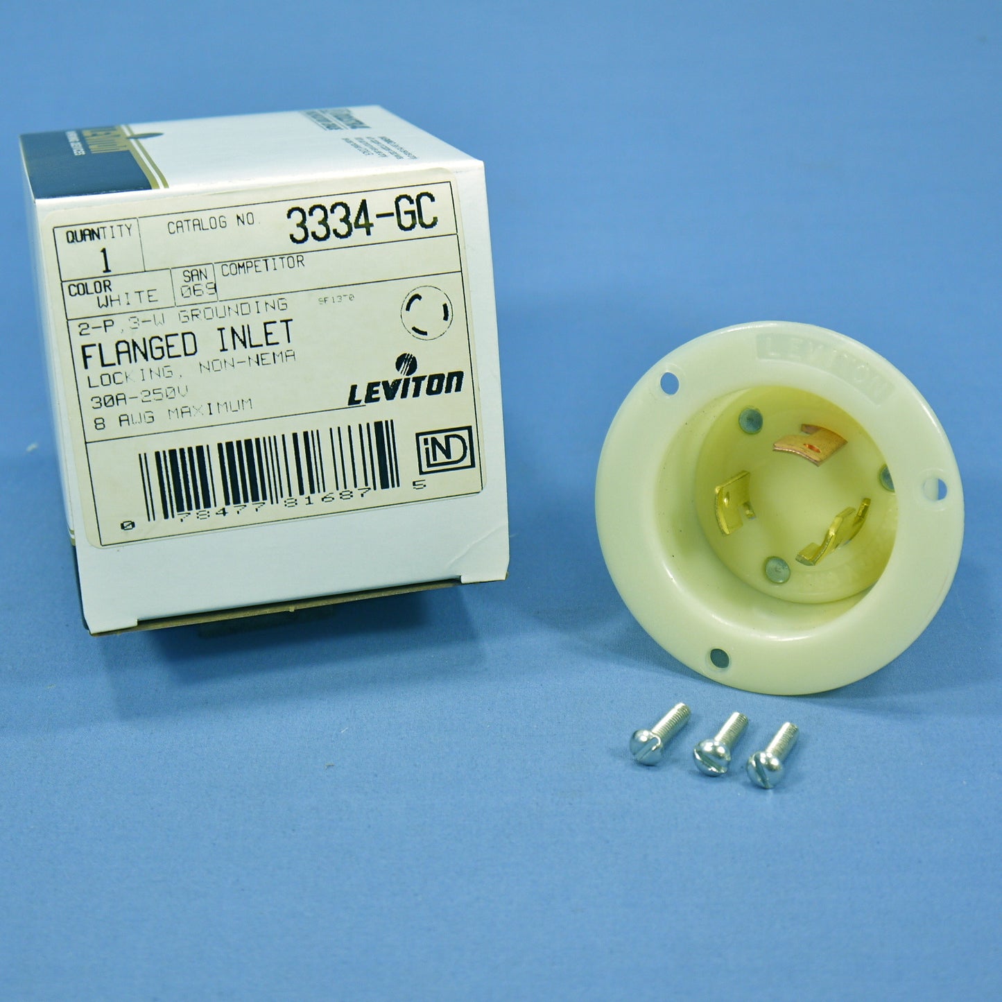 Leviton Industrial Flanged Twist Lock Inlet Plug Grounding Non-Nema 30A 3334-GC