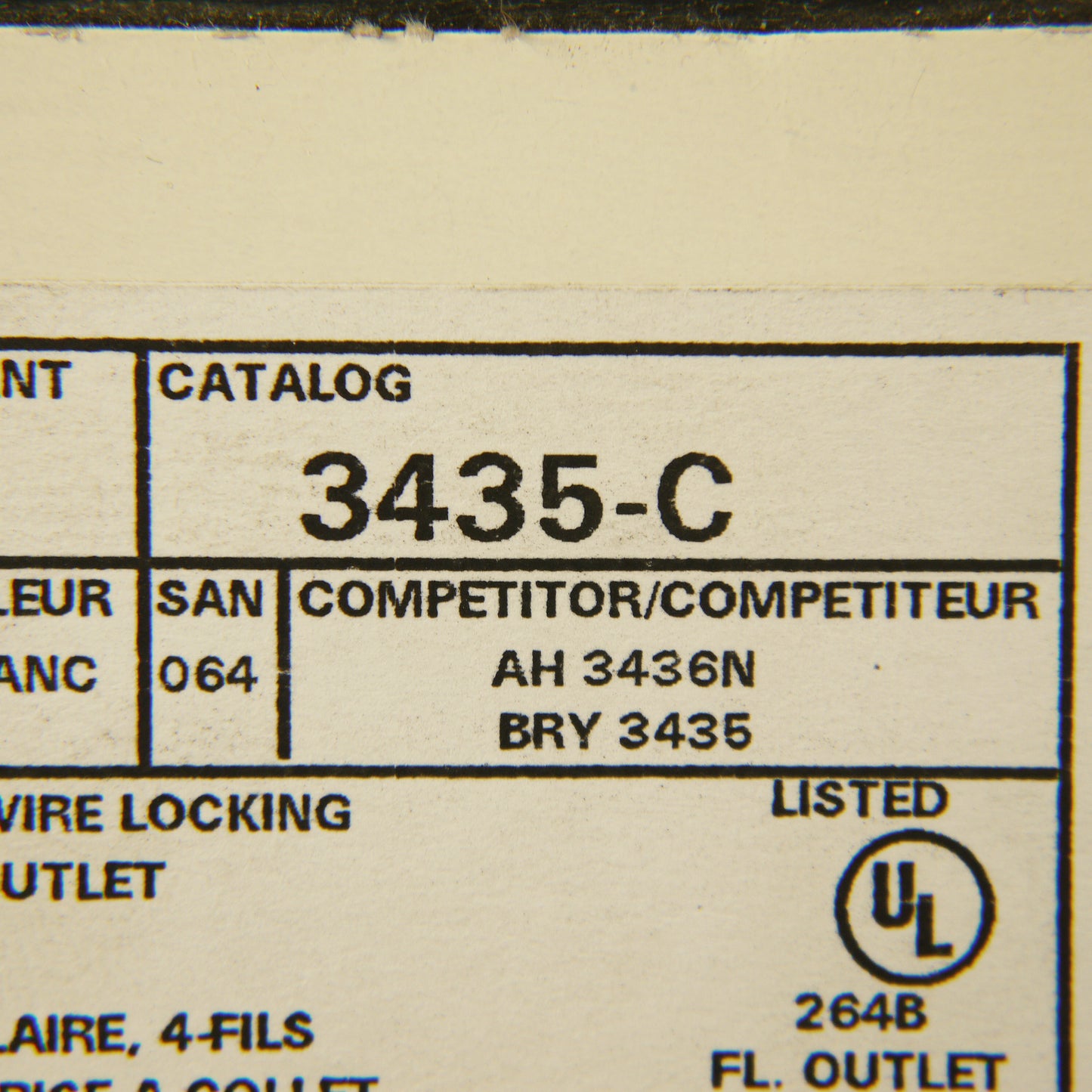 Leviton Non-Nema Locking Flanged Outlet Twist Lock 30A 120/208V 3�Y 3435-C