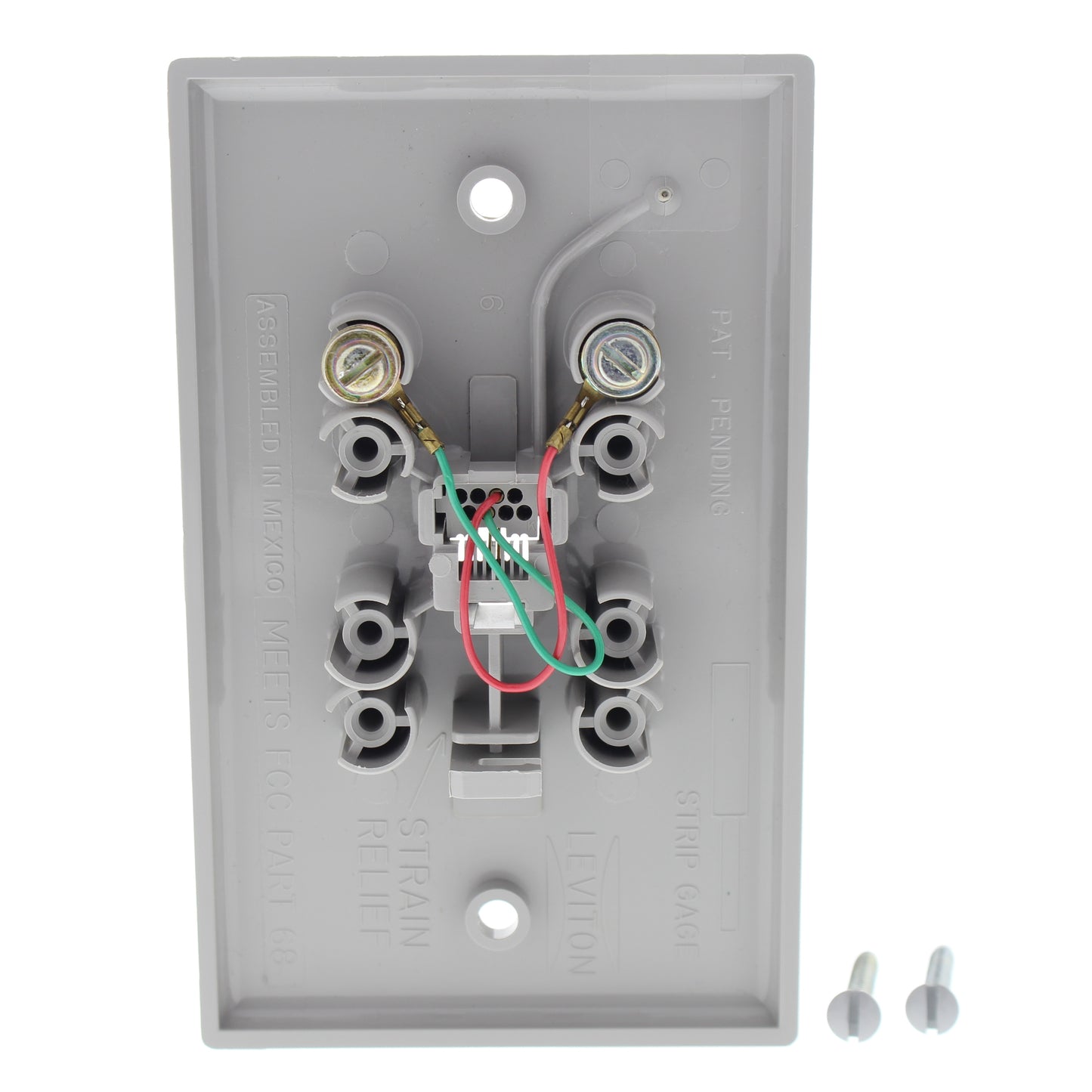 Leviton 40120-G Gray 2-Conductor Modular Flsuh Mount Telephone Jack