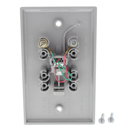 Leviton 40120-G Gray 2-Conductor Modular Flsuh Mount Telephone Jack