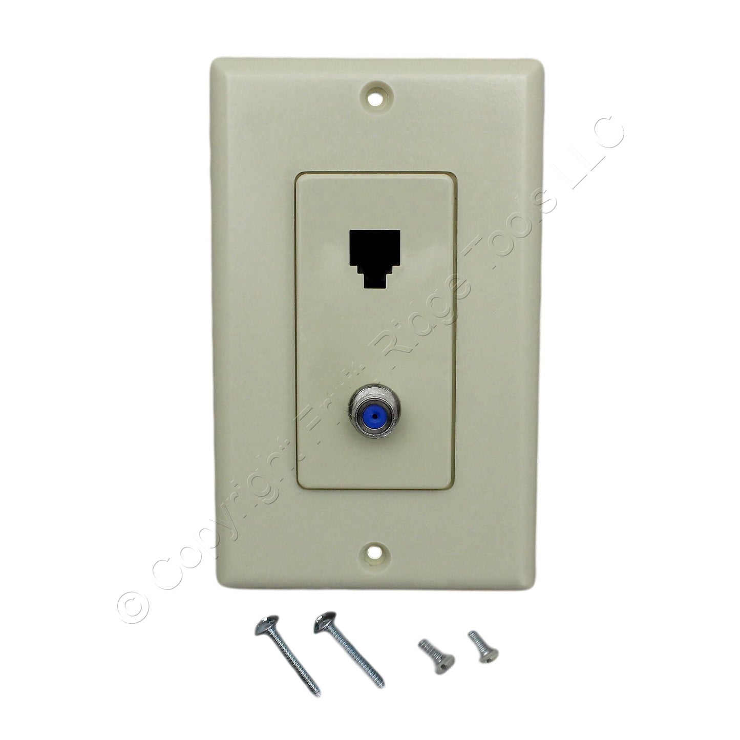Leviton 40159-I Ivory Decora Wallplate & Connector F Coaxial & Telephone Jack