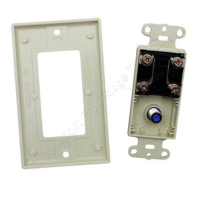 Leviton 40159-I Ivory Decora Wallplate & Connector F Coaxial & Telephone Jack