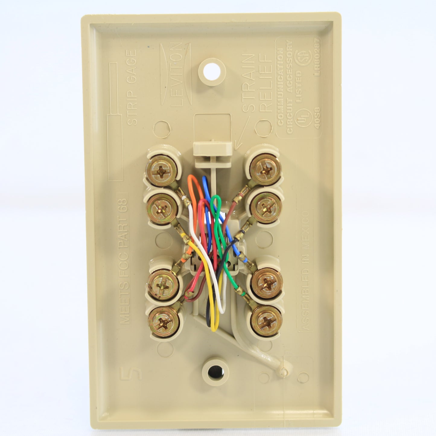 Leviton 40180-I Ivory Type 625B4 Telephone 8-Wire Phone Jack Wallplate Cover