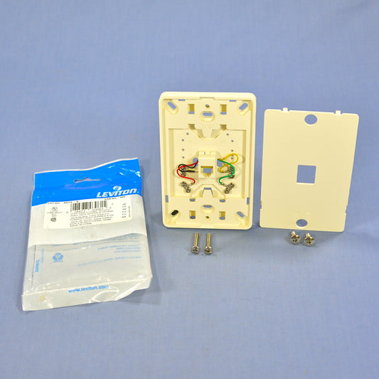 Leviton 40214-A Almond Phone Jack Mounting Plate Wall Mount Type 630A Telephone