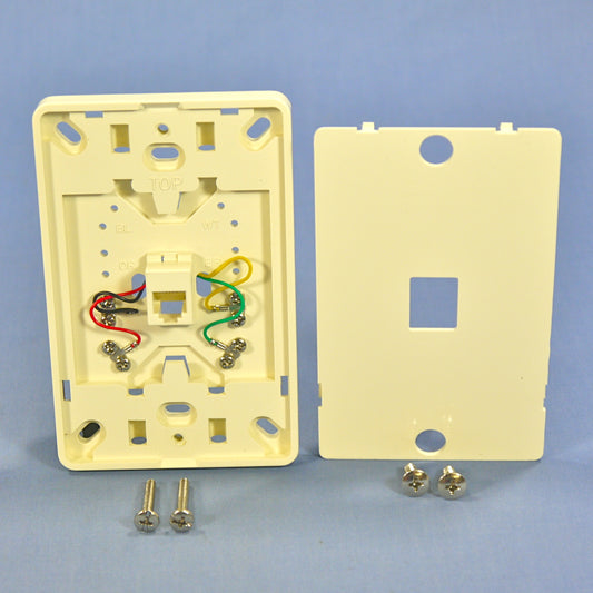 Leviton 40214-A Almond Phone Jack Mounting Plate Wall Mount Type 630A Telephone