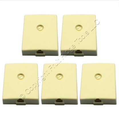 5 Leviton Ivory Telephone Surface Mount Jacks Modular Phone Type 625C 6P6C 40236