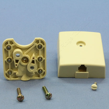 5 Leviton Ivory Telephone Surface Mount Jacks Modular Phone Type 625C 6P6C 40236