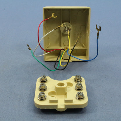 5 Leviton Ivory Telephone Surface Mount Jacks Modular Phone Type 625C 6P6C 40236