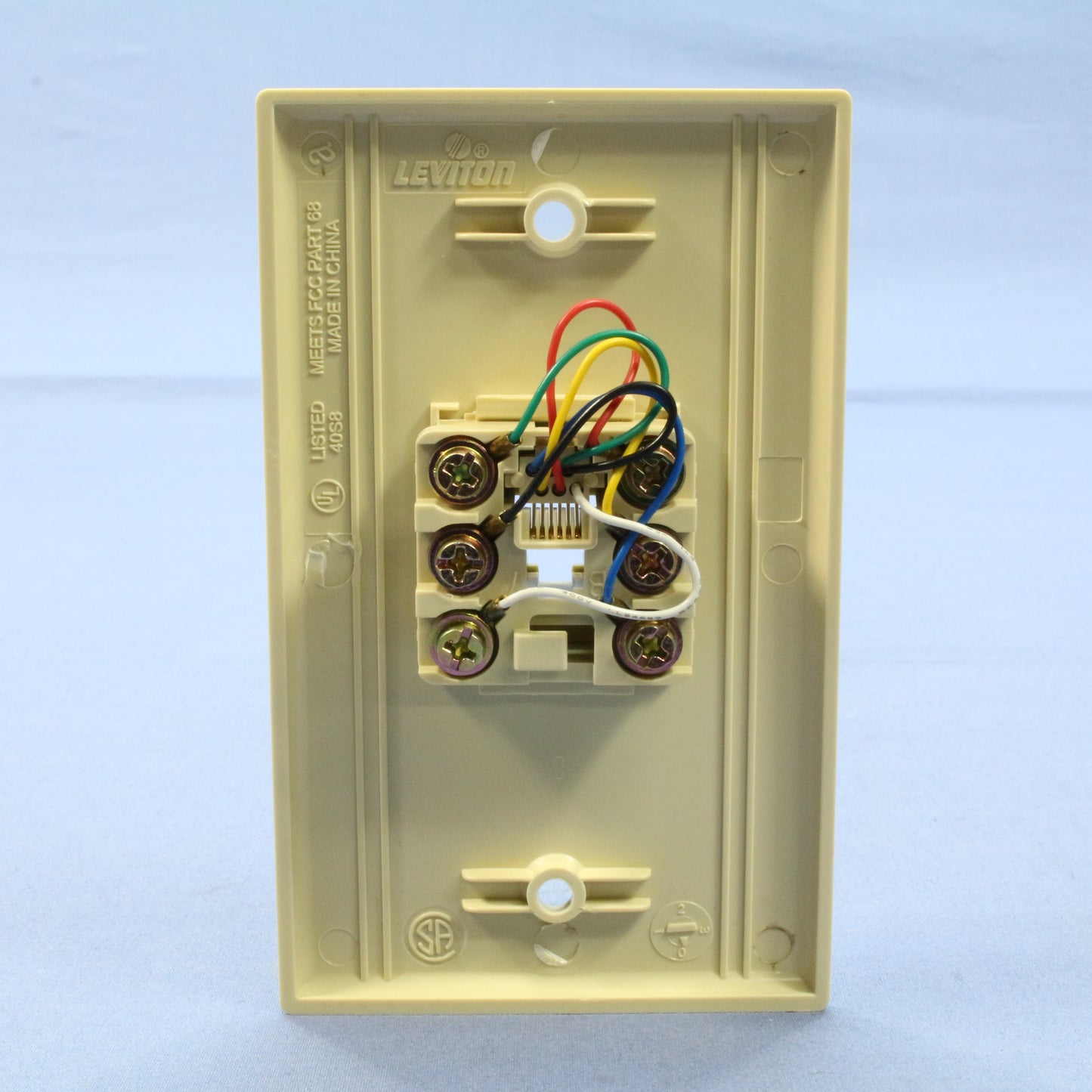 Leviton 40238-I Ivory 6-Wire Modular Jack Telephone Wall Plate Cover Type 625B4