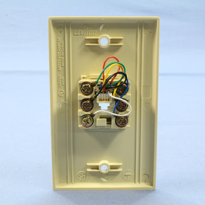 Leviton 40238-I Ivory 6-Wire Modular Jack Telephone Wall Plate Cover Type 625B4