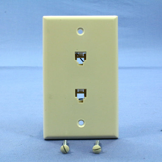 Leviton 40244-A Almond 2-Line Jack 6-Position Wallplate Telephone Type 625B3