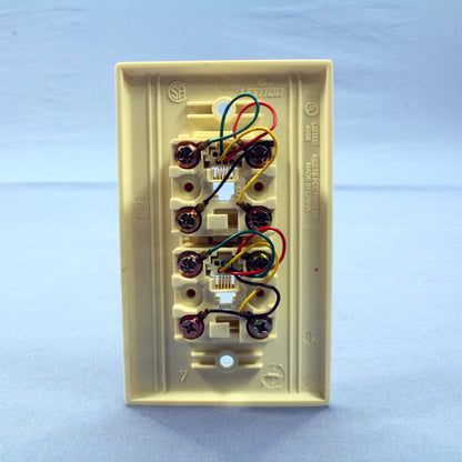 Leviton 40244-A Almond 2-Line Jack 6-Position Wallplate Telephone Type 625B3