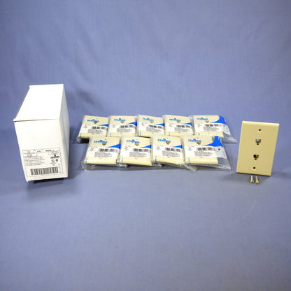 Leviton 40244-I Ivory 4-Conductor Dual Telephone Jack Wallplates 625B3 10-pack