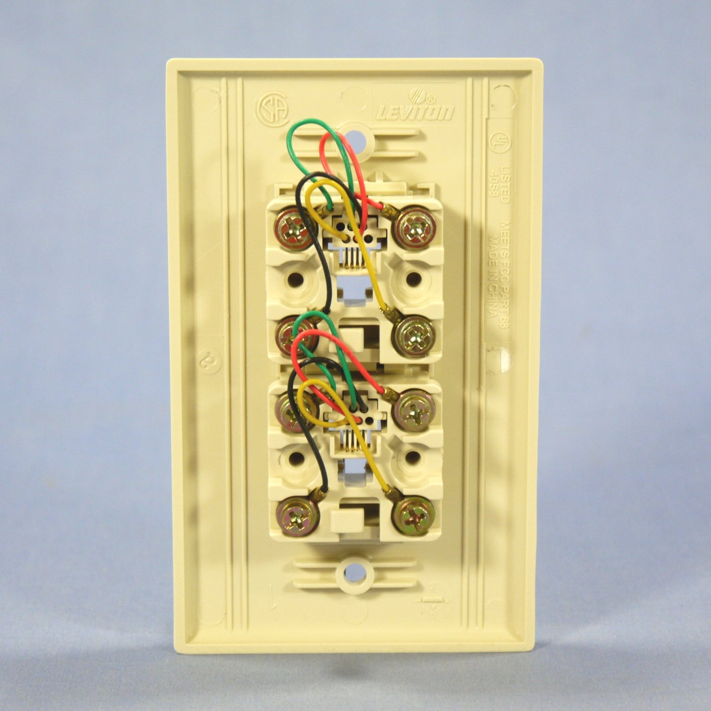 Leviton 40244-I Ivory 4-Conductor Dual Telephone Jack Wallplates 625B3 10-pack