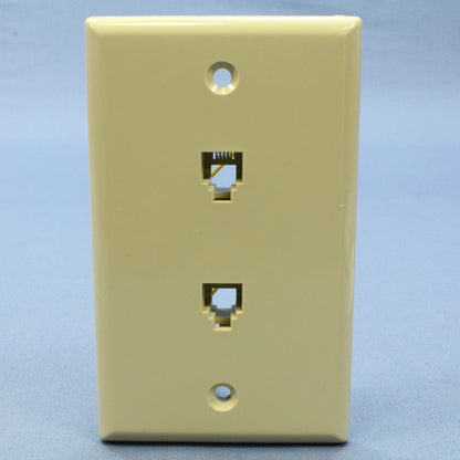 Leviton Ivory 2-Line Phone Jack Flush Mount 6-Position Wallplate 625B3 40244-I