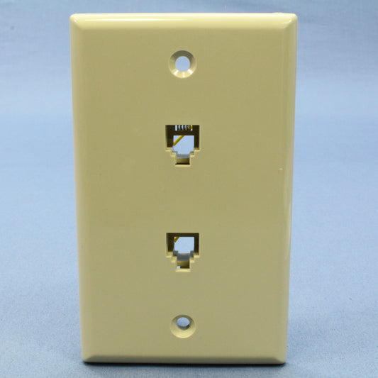 Leviton Ivory 2-Line Phone Jack Flush Mount 6-Position Wallplate 625B3 40244-I
