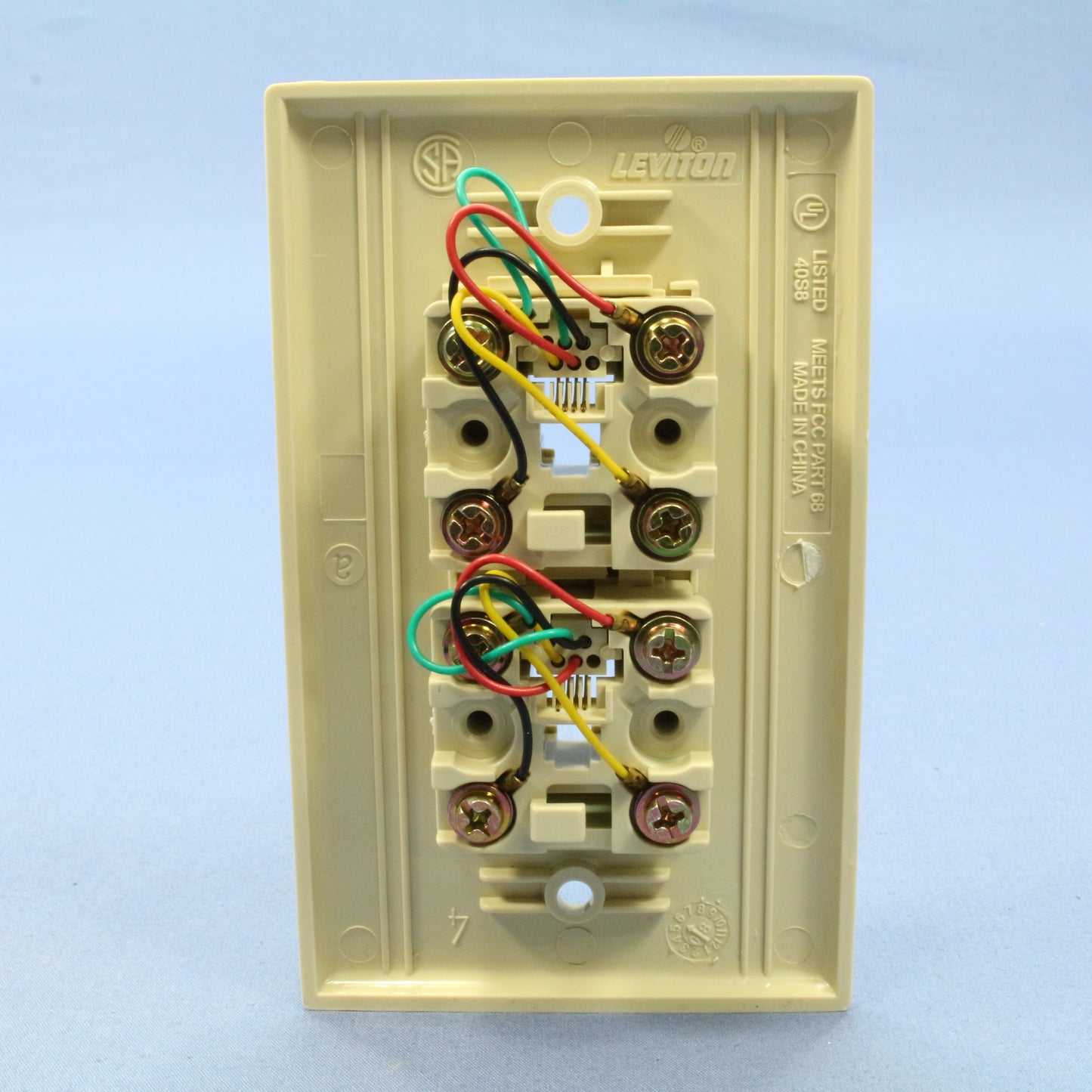 Leviton Ivory 2-Line Phone Jack Flush Mount 6-Position Wallplate 625B3 40244-I