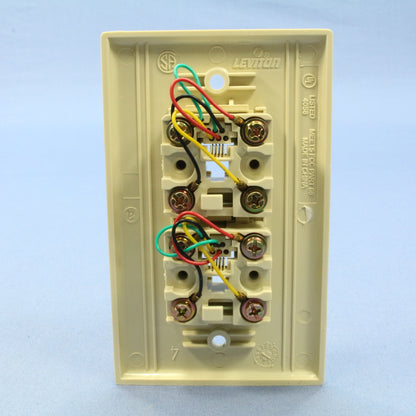 Leviton Ivory 2-Line Phone Jack Flush Mount 6-Position Wallplate 625B3 40244-I