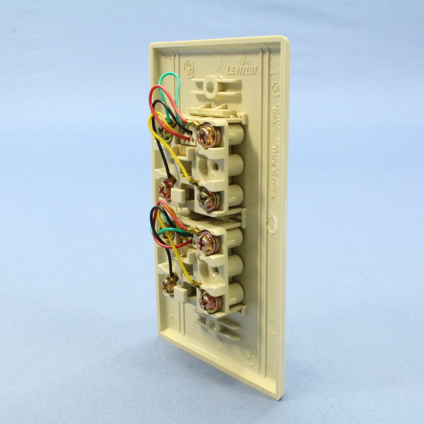 Leviton Ivory 2-Line Phone Jack Flush Mount 6-Position Wallplate 625B3 40244-I