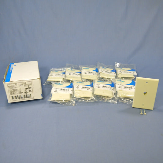 10 Leviton Almond Flush 4-Wire Telephone Jack Wallplates Type 625B4 40249-A