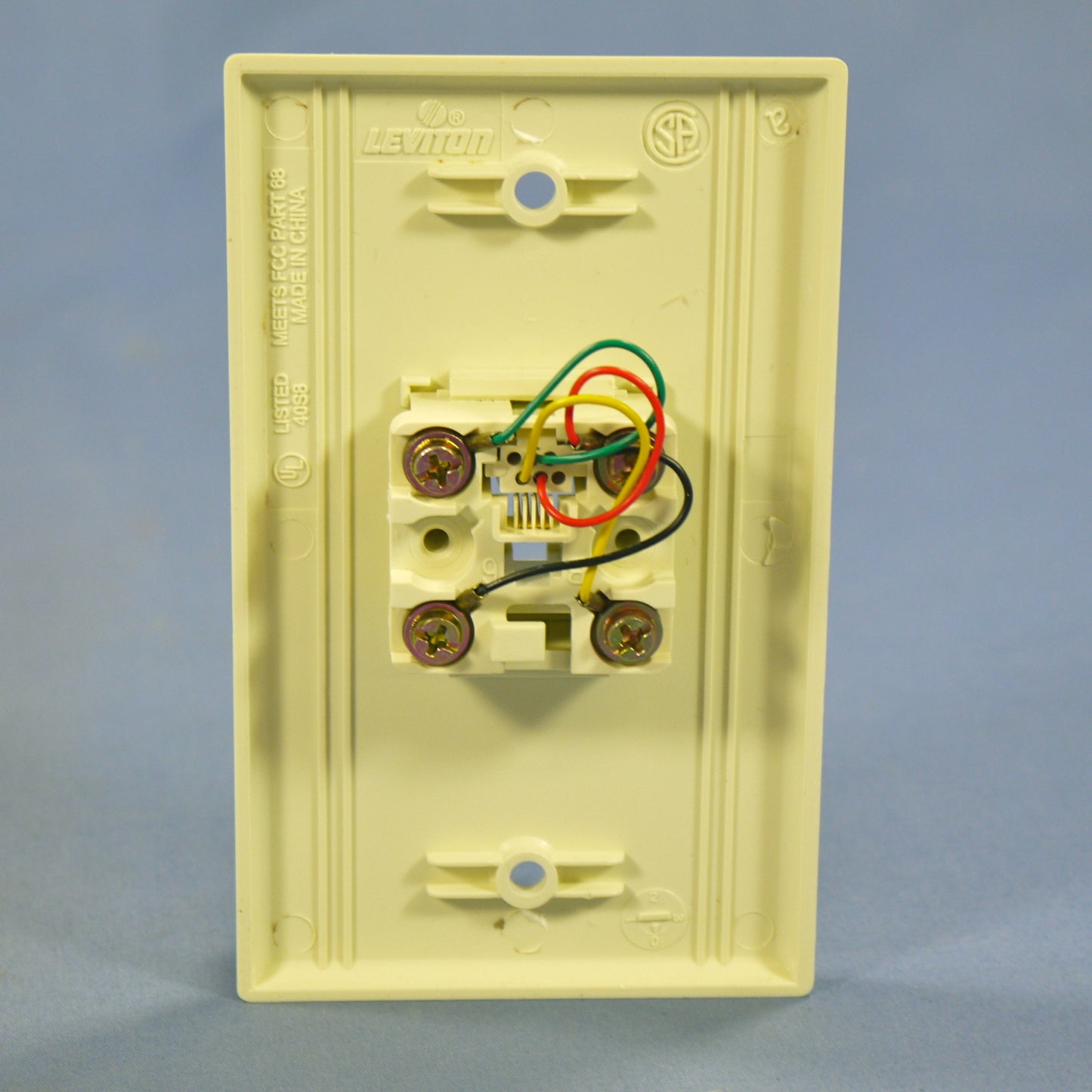 10 Leviton Almond Flush 4-Wire Telephone Jack Wallplates Type 625B4 40249-A