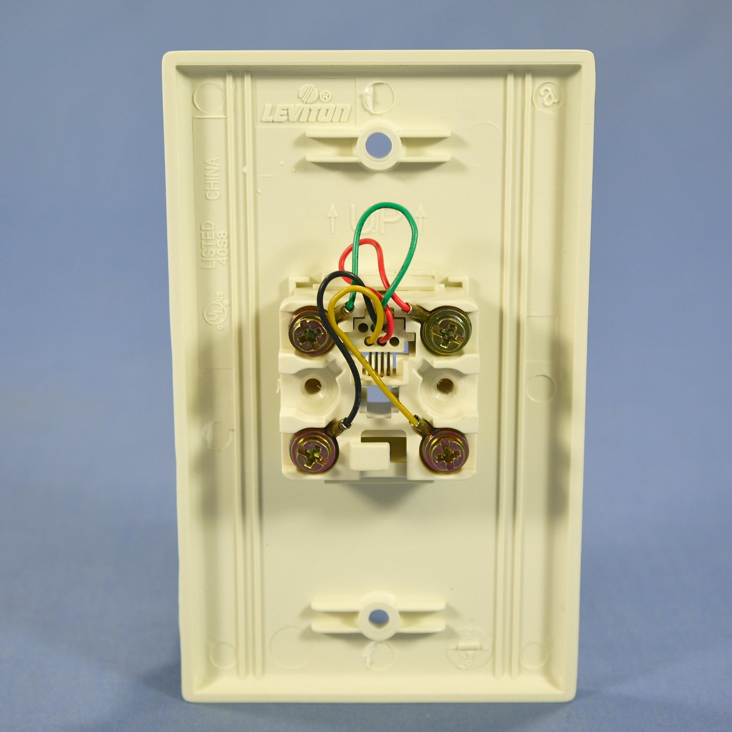 Leviton Almond Flush Mount 4-Wire Telephone Jack Wallplate Type 625B4 40249-A