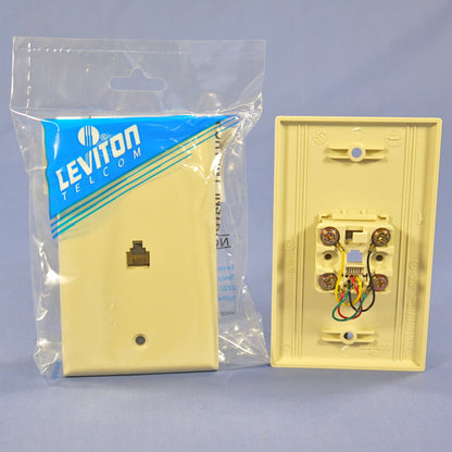 10 Leviton Ivory Flush Mount 4-Wire Telephone Jack Wallplates Type 625B4 40249-I
