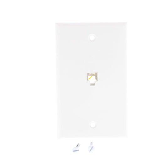 Leviton 40249-W White Flush Mount 4-Wire Telephone Jack Wallplate Type 625B4