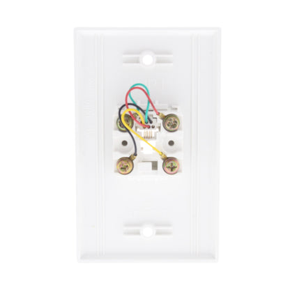 Leviton 40249-W White Flush Mount 4-Wire Telephone Jack Wallplate Type 625B4