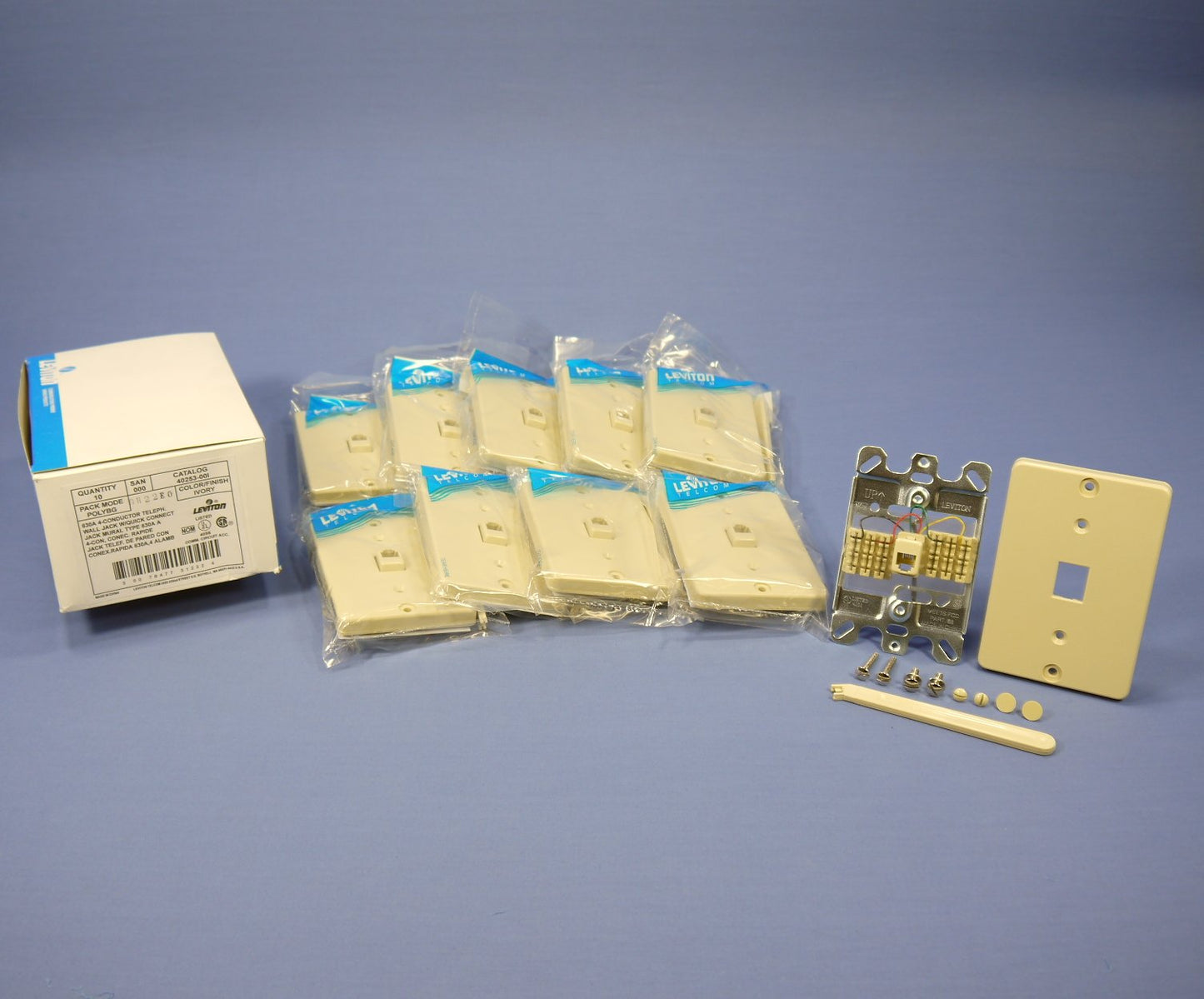 10 Leviton Ivory Quickconnect Wall Mount Telephone Outlet Jack Type 630A 40253-I