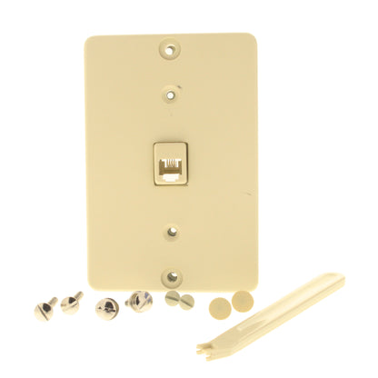 Leviton 40253-I Ivory Quickconnect Wall Mount Phone Jack 630A Telephone Outlet