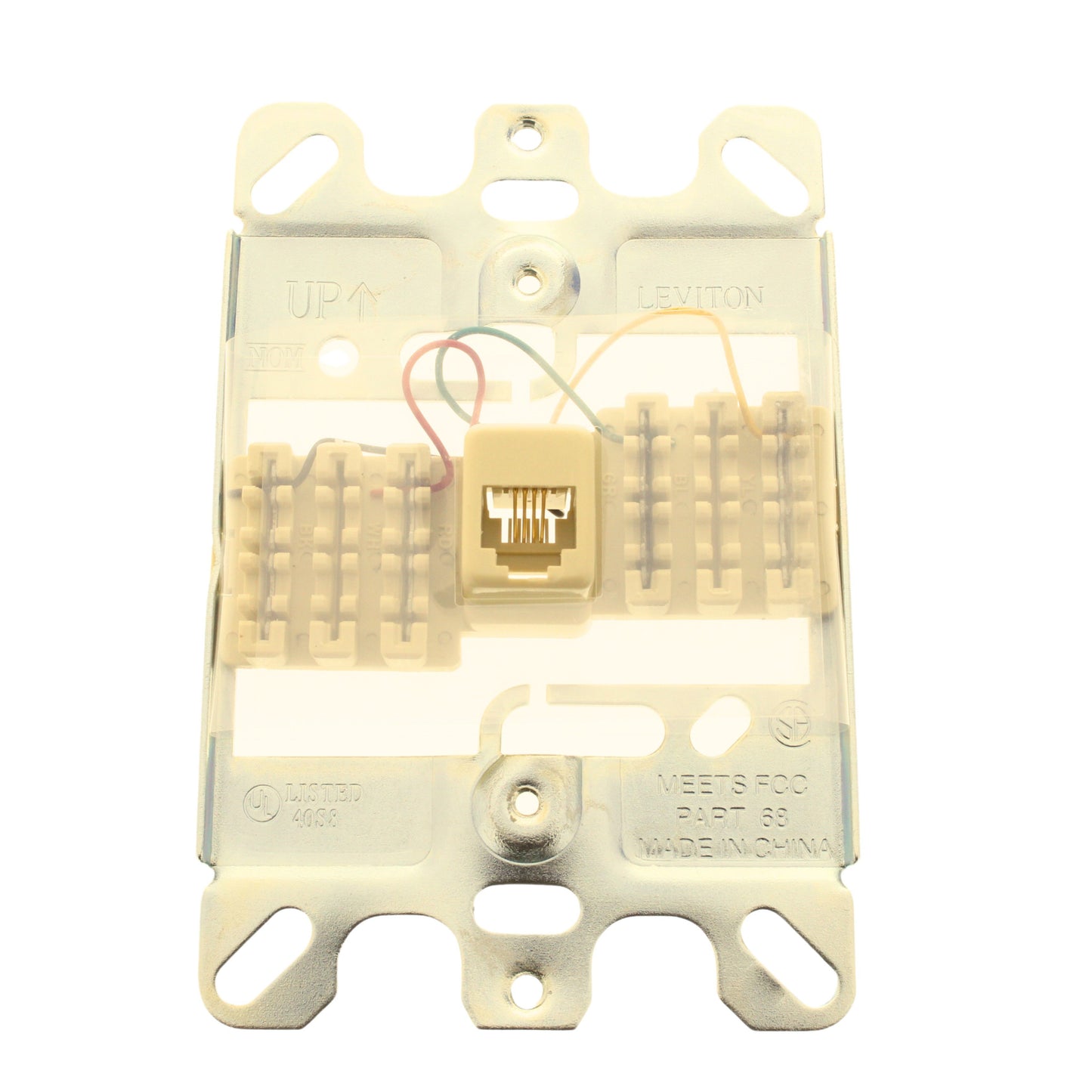 Leviton 40253-I Ivory Quickconnect Wall Mount Phone Jack 630A Telephone Outlet