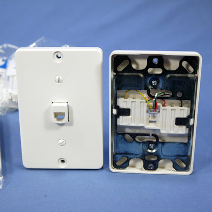 Leviton 40253-W White Quickconnect Wall Mount Phone Outlet Jacks Type 630A 10pcs